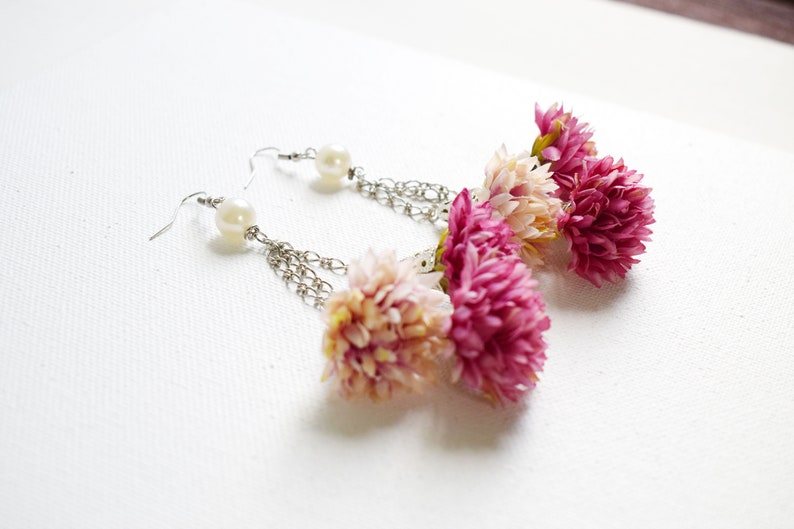 Chrysanthemum Earrings Flowers Earrings Handmade Flower Etsy