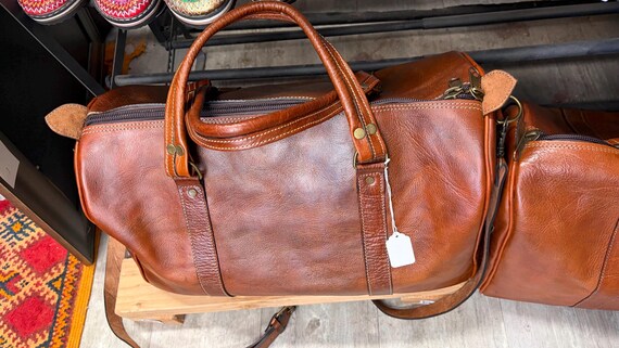 Moroccan sheep leather Fes travel/weekender bag great gift