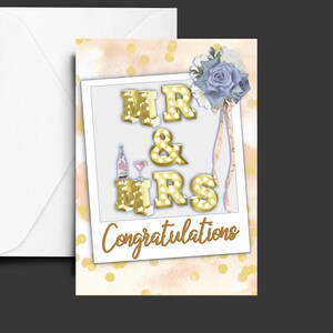 Carte de mariage imprimable, carte de M. et Mme, carte de mariage numérique, carte à imprimer à la maison, cartes à télécharger, carte à téléchargement immédiat, cartes de voeux A5,