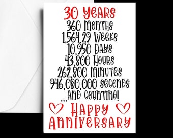 Printable,30th Year,Thirty Year,Anniversary,Pearl,Digital Card,Print at Home Card,Downloadable Cards,Instant Download Card, A5 Greeting Card