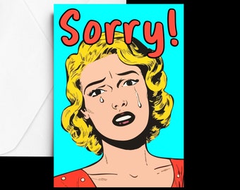 Printable Sorry Card, Apology Card, PinUp Card, Digital Card, Print at Home Card, Downloadable Cards, Instant Download Card,A5 Greeting Card