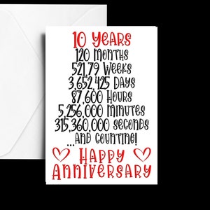 Printable,10th Year,Ten Year,Anniversary,Tin,Digital Card,Print at Home Card,Downloadable Cards,Instant Download Card, A5 Greeting Cards,