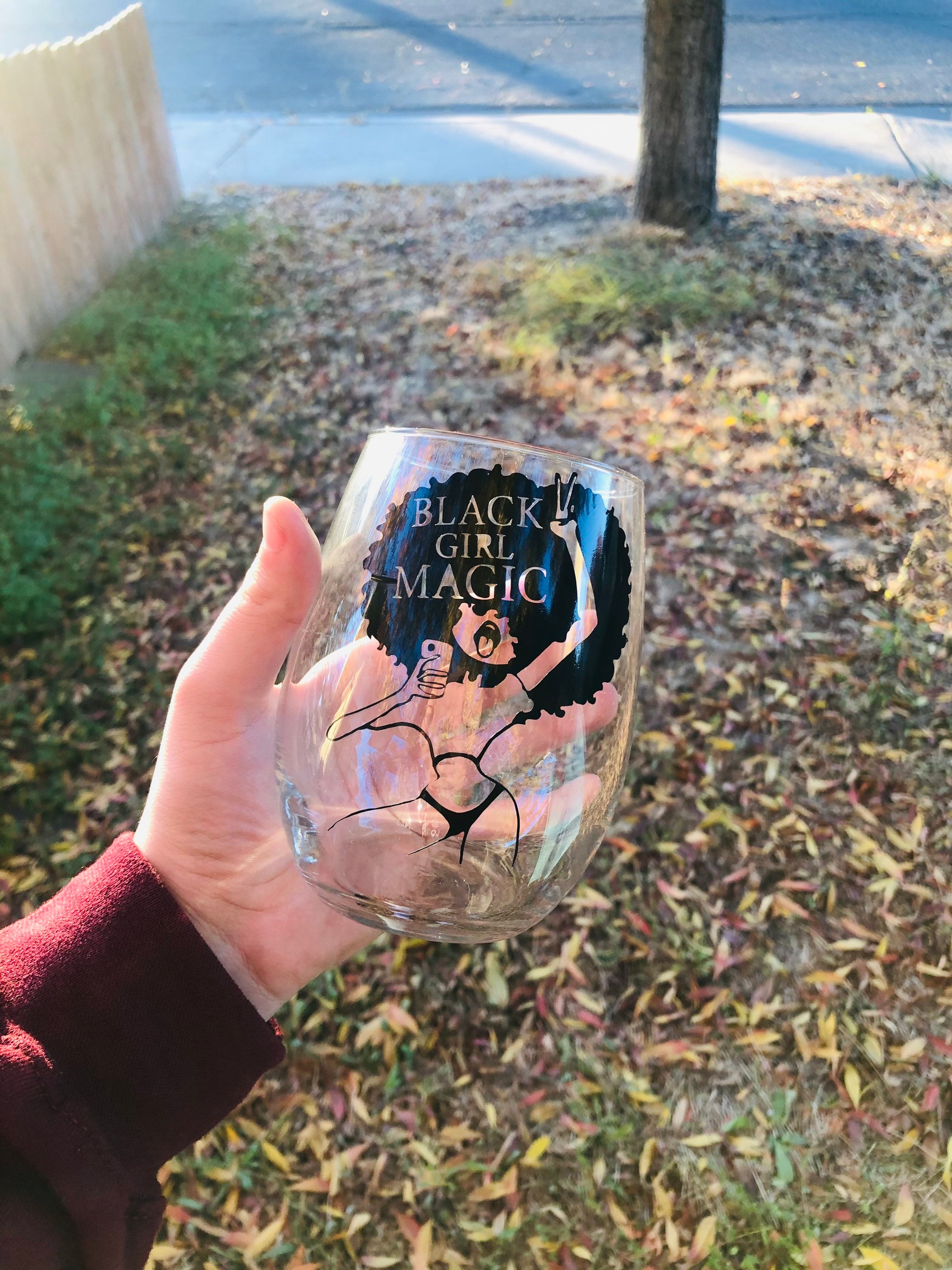SUPER FAST SHIPPING /Black girl magic/wine glass/wine Etsy