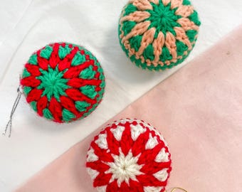 Boho Christmas Tree Decor | Handmade Crochet Baubles | Neutral Christmas Ornaments | Pastel Christmas Decor | Crochet Ornament gift set