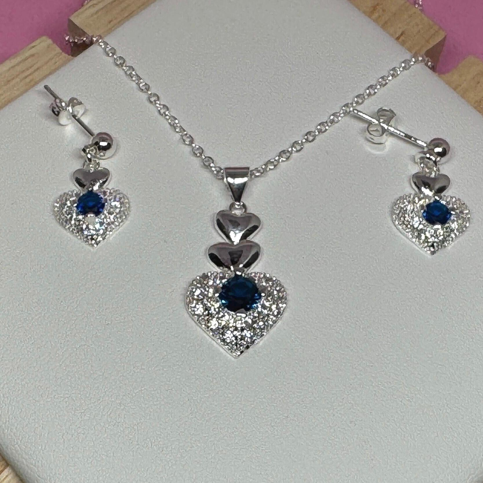 Set Gioielli a Forma di Cuore in Cristallo - Orecchini e Collana