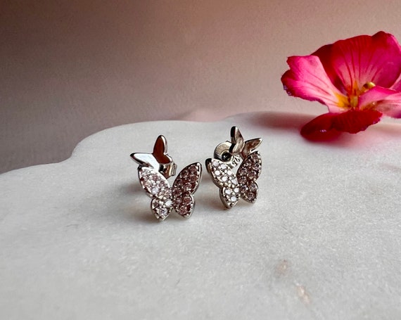 Boucles D'Oreilles Avec Papillon En Argent 925 - Avec Crochet