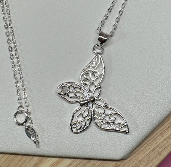 Solid Beat 「butterfly pendant」 silver925 Hip Hop Butterfly Piece - Mens Ladies Iced Real 925 Silver
