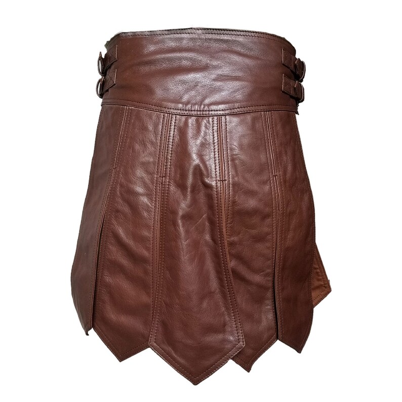 Men Genuine Brown LEATHER Gladiator Kilt Sexy Traditional Etsy UK