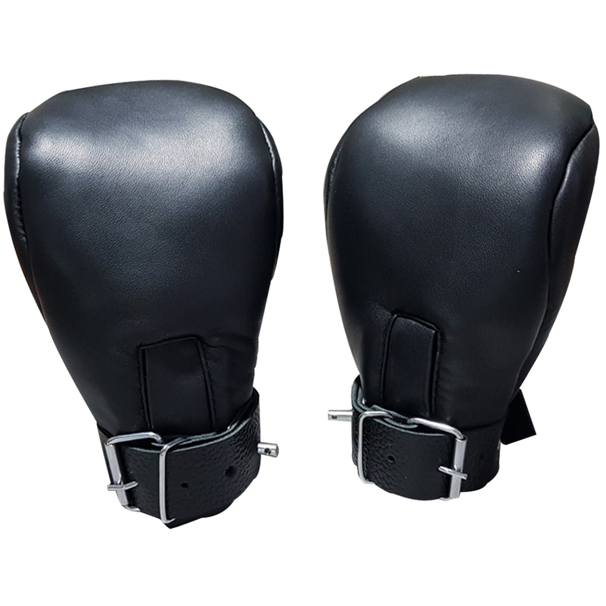 Bondage Fist Mitts Gloves Sheep Black Leather Padded Lined