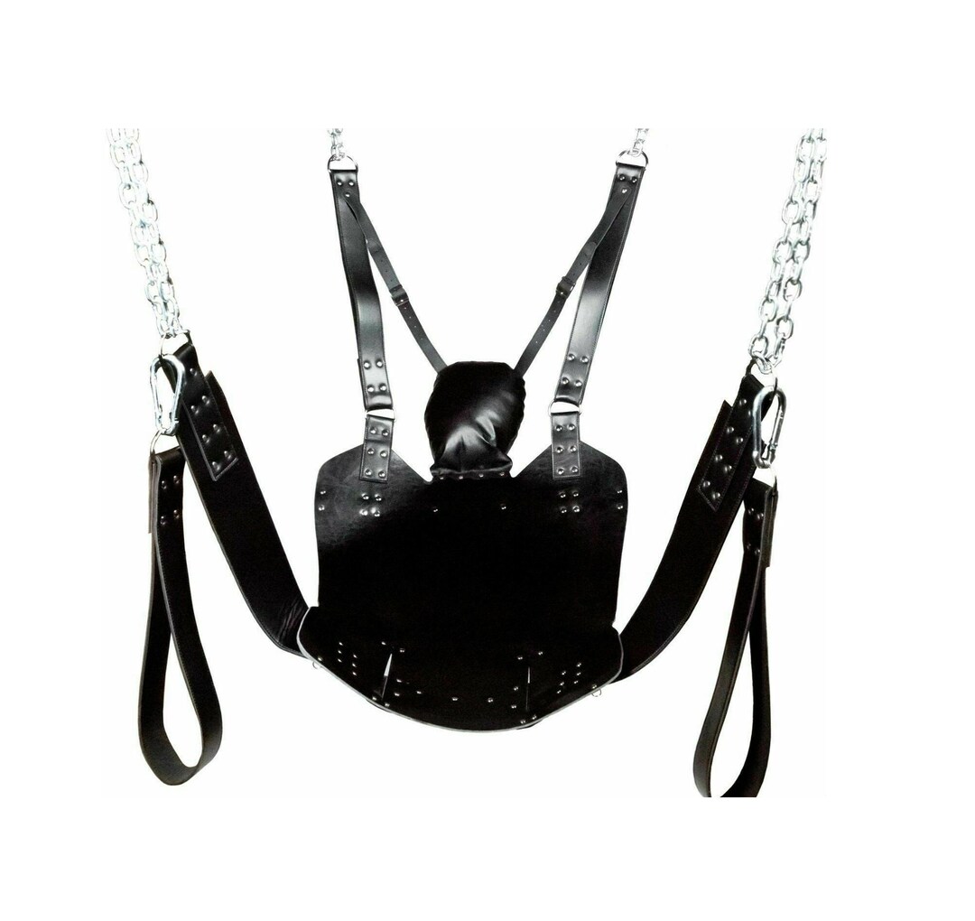 Handcrafted Genuine Black Leather Sling Heavy Duty Sex Swing