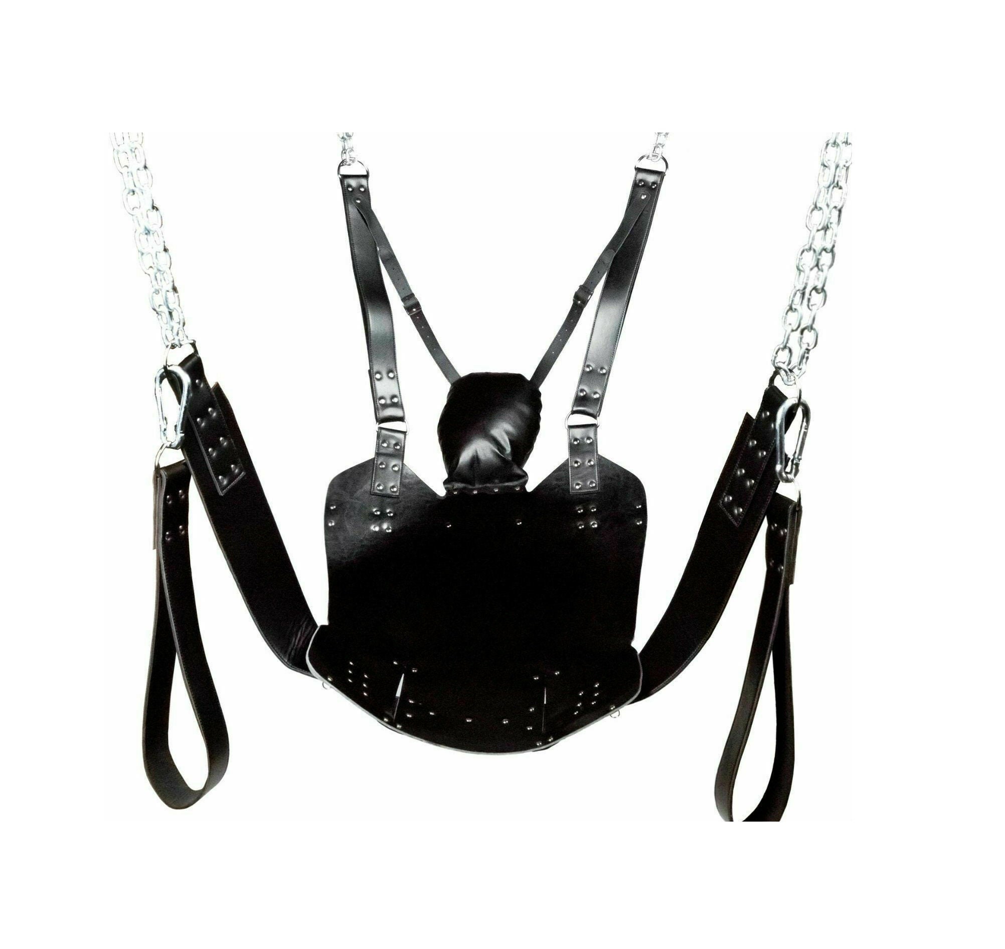 Handcrafted Genuine Black Leather Sling Heavy Duty Sex Swing pic pic