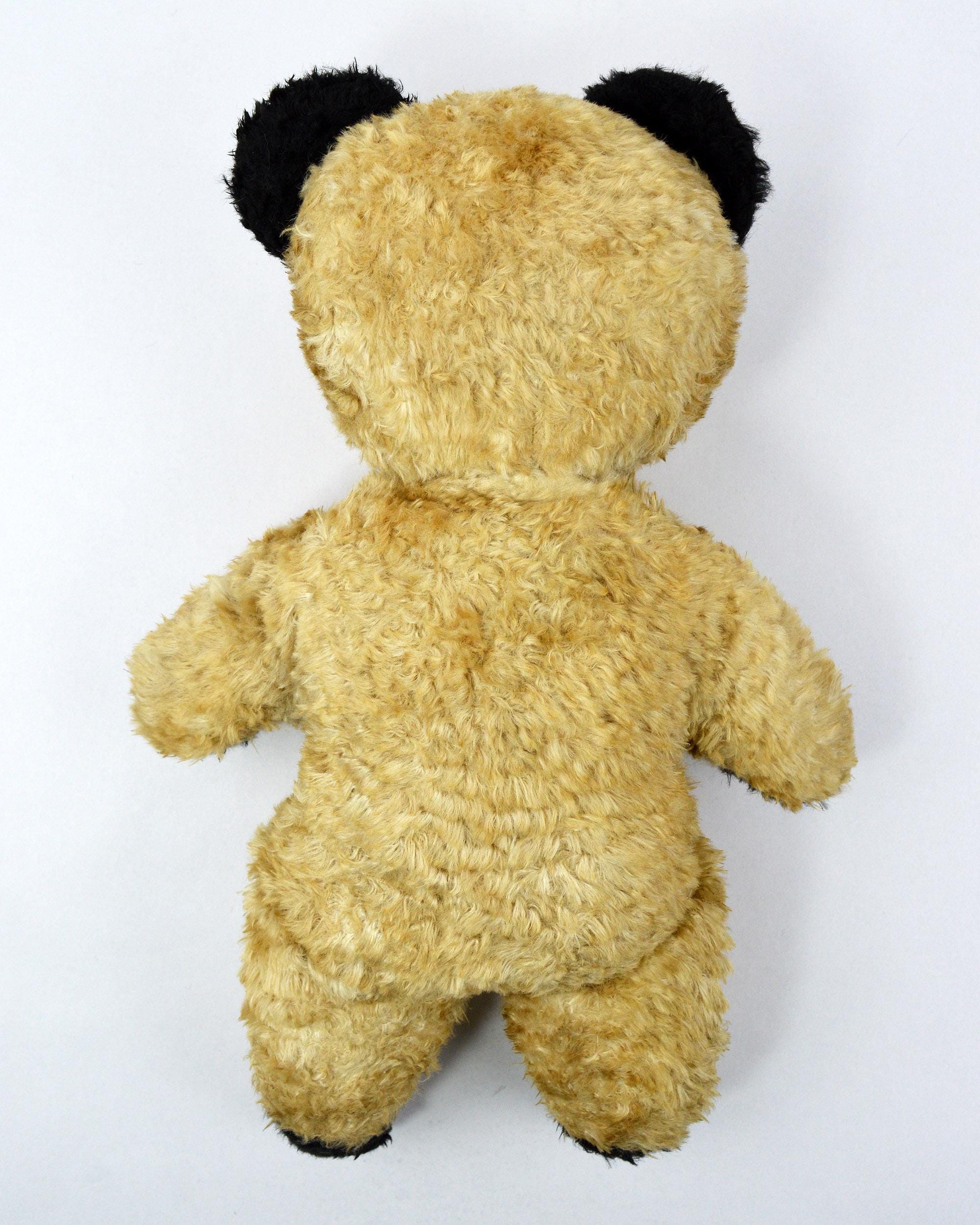 ❤️BIG❤️antique sooty bear ② Vintage Sooty Teddy Bear Called Button ~ Lovely Old Art Silk Teddy