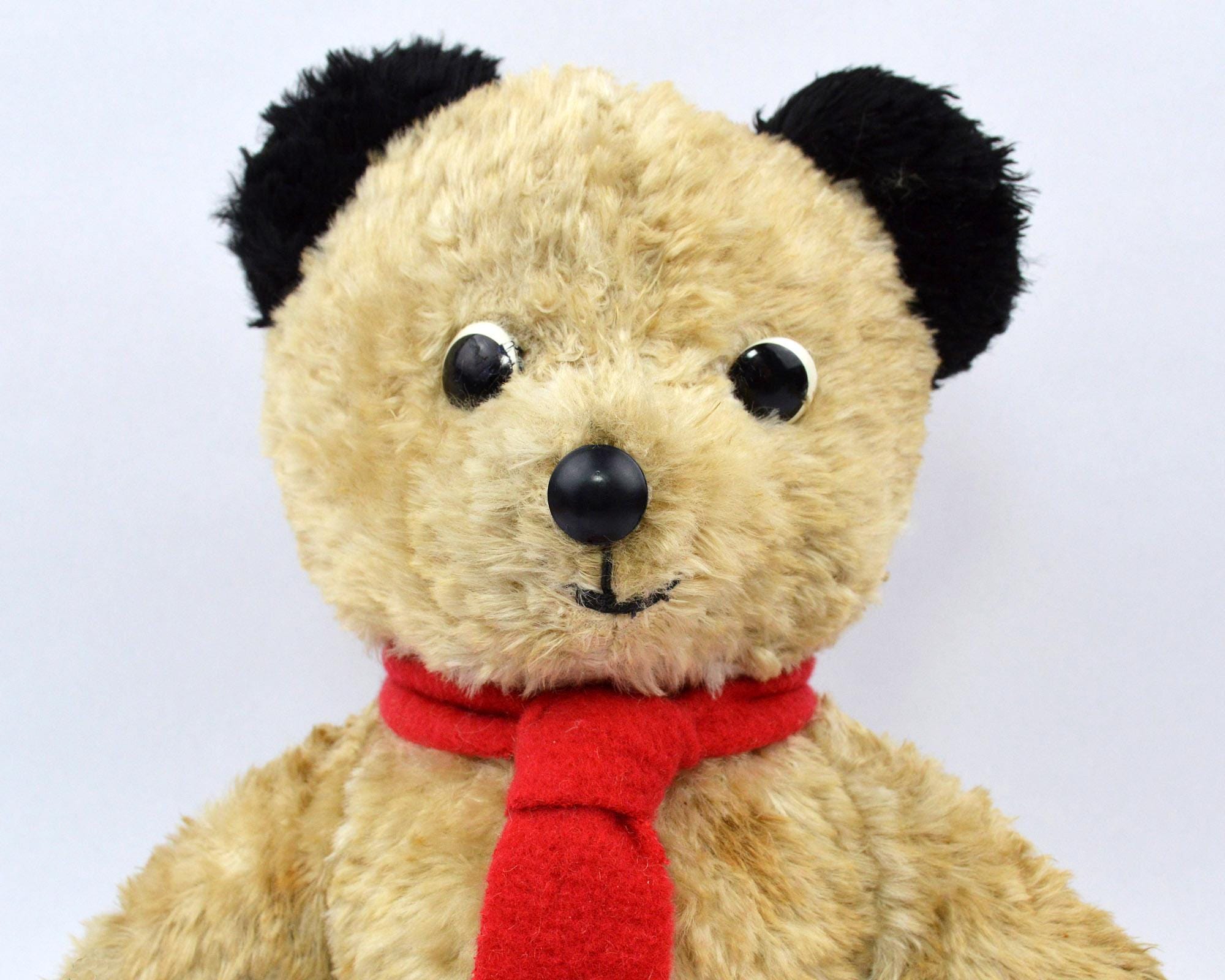 ❤️BIG❤️antique sooty bear ② Vintage Sooty Teddy Bear Called Button ~ Lovely Old Art Silk Teddy
