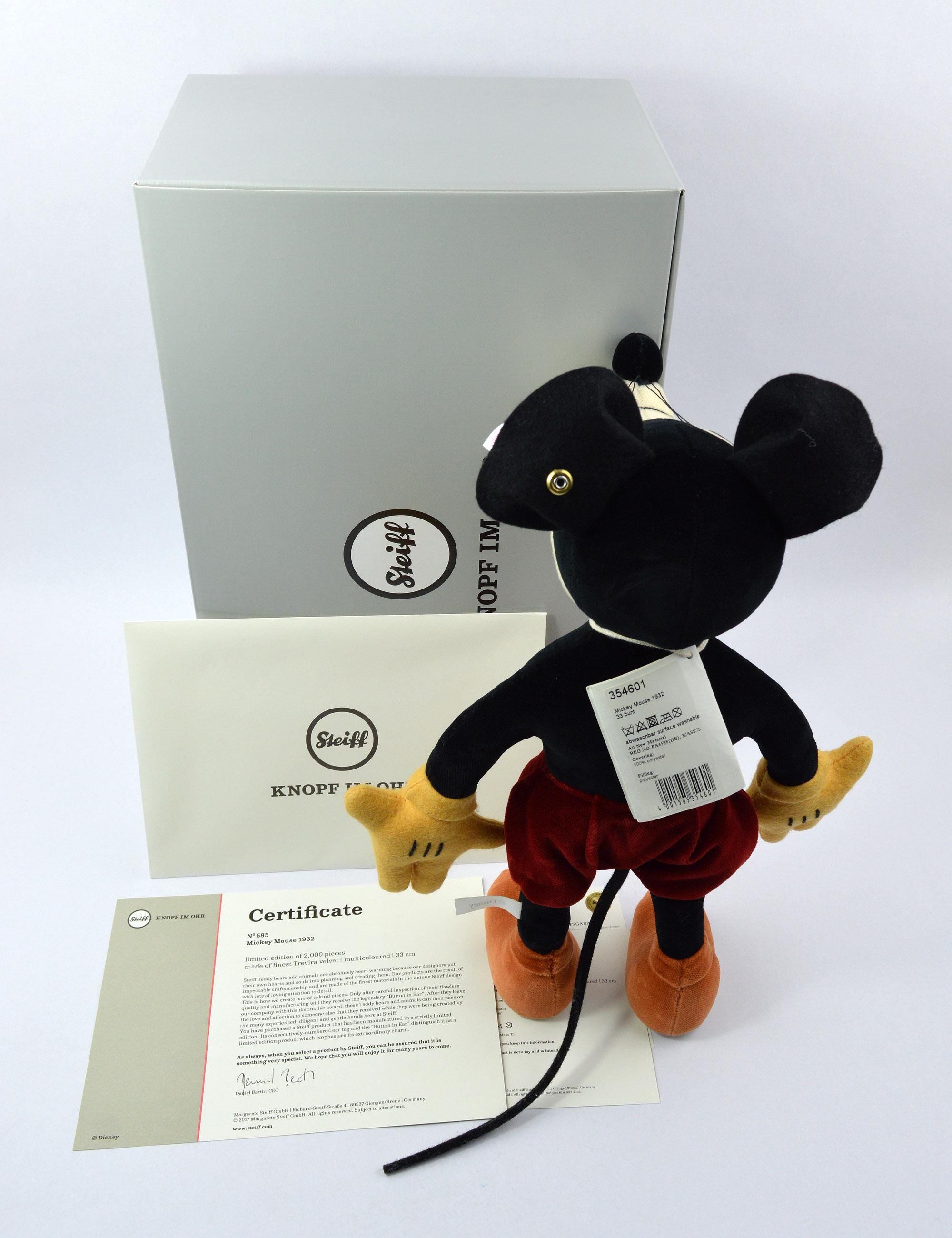 Steiff Mickey Mouse 1932 Replica ~ Limited Edition With Original