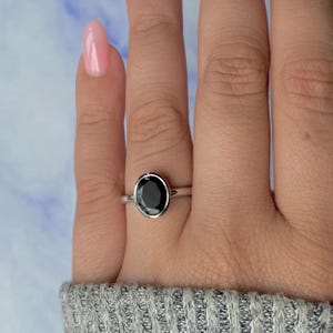 Black Tourmaline Ring / 925 Sterling Silver Ring / Rhodium vermeil / Healing Gemstone / Gifts for her / Oval Cut / Dainty Ring BLS-SR-251.