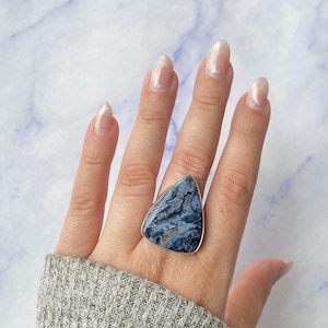 Anello regolabile con pietersite / Anello in argento sterling 925 / Pietra preziosa curativa / Regali per lei / Elegante / Pietersite / Anello con pietersite importante