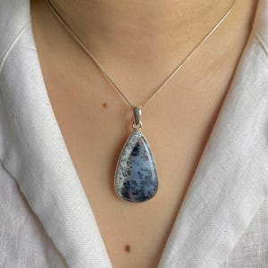 Dendriten-Achat Anhänger / Sterling Silber Anhänger / Heilstein / Geschenke für sie / Dendriten-Achat Anhänger