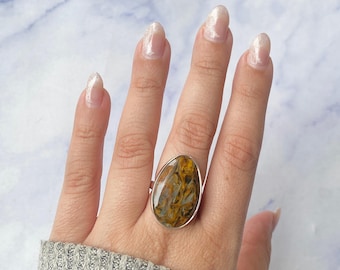 Pietersite Adjustable Ring / 925 Sterling Silver Ring / Healing Gemstone / Gift for her / Pietersite Jewelry / Statement Ring