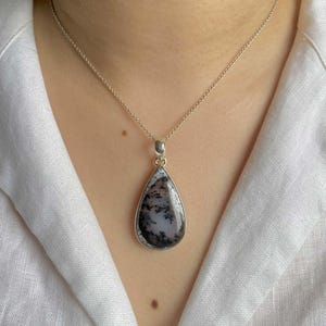Dendriten-Achat Anhänger / Sterling Silber Anhänger / Heilstein / Geschenke für sie / Dendriten-Achat Anhänger