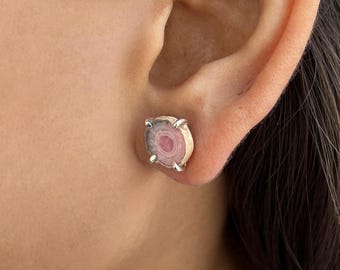 Rhodochrosite Stalactite Stud Earrings / 925 Sterling Silver / Healing Gemstone / Gifts for her / Rhodochrosite Jewelry / Statement Earrings
