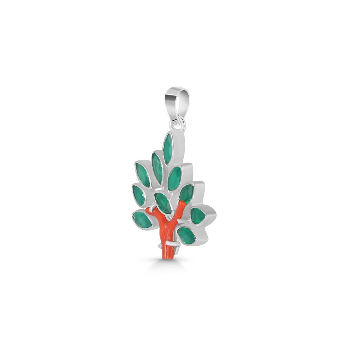 pendentif corse stylisee corail rouge et argent