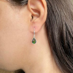 Ammolite Earring / 925 Sterling Silver Earring / Healing Gemstone / Gifts for her / Pear Cab / Ammolite / Statement Ammolite Earrings