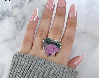Cobalt Calcite Adjustable Ring / 925 Sterling Silver / Healing Gemstone / Gifts for her / Natural Cobalt Calcite Jewellery / Statement Ring