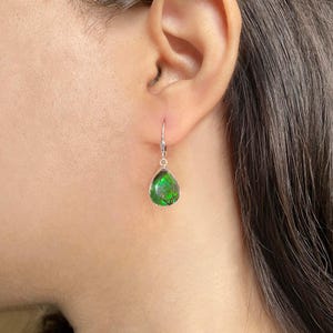 Ammolite Earring / Sterling Silver Earring / Healing Gemstone / Gifts for her / Pear Cab /  Ammolite Jewellery / Statement Ammolite Earrings