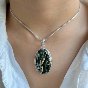 Ocean Jasper Pendant / 925 Sterling Silver Pendant / Healing Gemstone / Ocean Jasper Jewellery / Oval-Cab / Statement Ocean Jasper Pendants