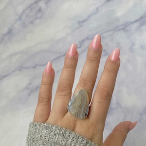 Crazy Lace Agate Adjustable Ring / 925 Sterling Silver Ring / Healing Gemstone / Gifts for her / Fancy Cab / Statement Crazy Lace Agate Ring
