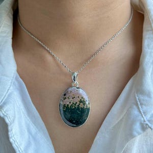 Ocean Jasper Pendant / 925 Sterling Silver Pendant / Healing Gemstone / Ocean Jasper Jewellery / Oval-Cab / Statement Ocean Jasper Pendants