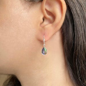 Ammolite Earring / 925 Sterling Silver Earring / Healing Gemstone / Gifts for her / Pear Cab / Ammolite Jewel / Statement Ammolite Earrings