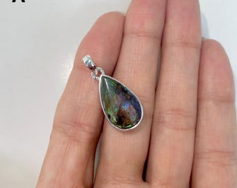 Ammolite Pendant / 925 Sterling Silver Pendant / Healing Gemstone / Gift for her / Ammolite Jewelry / Statement Ammolite Pendant