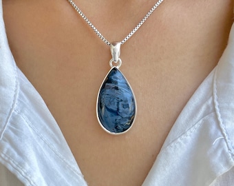 Pietersite Pendant Necklace / 925 Sterling Silver / Healing Gemstone / Gifts for her / Natural Pietersite Jewellery / Statement Pendant