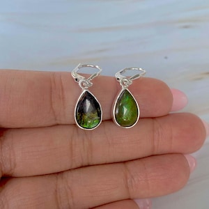 Ammolite Earring / 925 Sterling Silver Earring / Healing Gemstone / Gifts for her / Pear Cab / Ammolite Jewel / Statement Ammolite Earrings