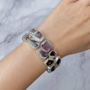 Amethyst Lace Agate Bracelet / 925 Sterling Silver / Healing Gemstone / Gifts for her / Fancy Cab / Statement Amethyst Lace Agate Bracelets