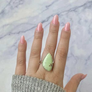 Lemon Chrysoprase Adjustable Ring / 925 Sterling Silver / Healing Gemstone / Gifts for her / Lemon Chrysoprase Jewelry / Statement LCP-R-15.