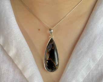 Pietersite Pendant Necklace / 925 Sterling Silver / Healing Gemstone / Gifts for her / Natural Pietersite Jewellery / Statement Pendant
