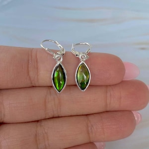 Ammolite Earring / 925 Sterling Silver Earring / Healing Gemstone / Gifts for her / Marquise Cab / Ammolite / Statement Ammolite Earrings