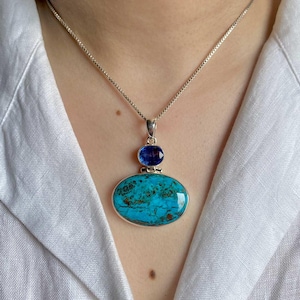 Shattuckite, Blue Kyanite Pendant / 925 Sterling Silver Pendant / Healing Gemstone / Gifts for her / Shattuckite / Statement Shattuckite