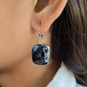 Pietersite Earring / 925 Sterling Silver Earring / Healing Gemstone / Gifts for her / Octagon Cab / Statement Pietersite Earrings