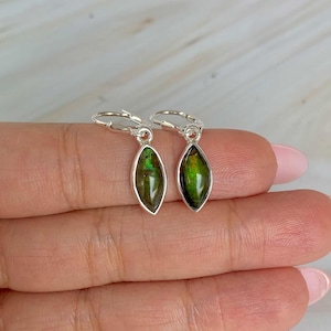 Ammolite Earring / 925 Sterling Silver Earring / Healing Gemstone / Gifts for her / Marquise Cab / Ammolite / Statement Ammolite Earrings