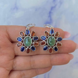 Green Kyanite / Kyanite Earring / 925 Sterling Silver Ring / Healing Gemstone / Gifts for her / Oval Cab / Statement Green Kyanite Earring