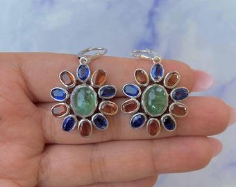 Kyanite / Green Kyanite Leverback Earring / 925 Sterling Silver Earring / Healing Gemstone / Gifts for her / Dainty Earring KYN-CCE-22-G.