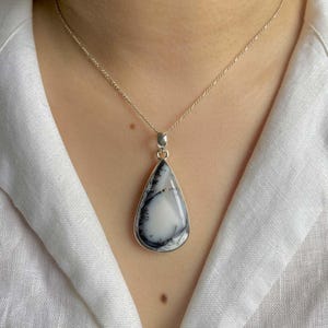 Dendriten-Achat Anhänger / 925 Sterling Silber Anhänger / Heilstein / Geschenke für Sie / Dendriten Achat Anhänger