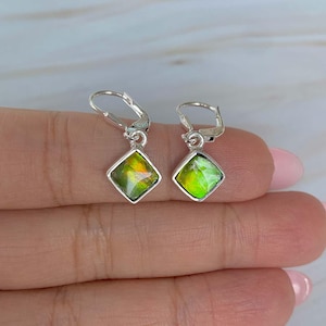 Ammolite Earring / 925 Sterling Silver Earring / Healing Gemstone / Gifts for her / Cushion Cab / Ammolite / Statement Ammolite Earrings