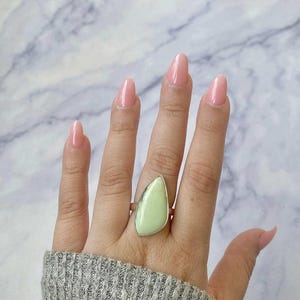 Lemon Chrysoprase Adjustable Ring / 925 Sterling Silver / Healing Gemstone / Gifts for her / Lemon Chrysoprase Jewelry / Statement LCP-R-18.