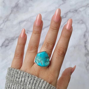 Raw Turquoise Adjustable Ring / 925 Sterling Silver Ring / Healing Gemstone / Gifts for her / Turquoise Nugget / Statement Turquoise Rings