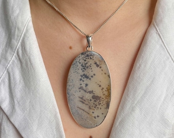 Scenic Agate Pendant Necklace / 925 Sterling Silver / Healing Gemstone / Gifts for her / Natural Scenic Agate Jewelry / Statement Pendant