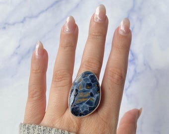 Pietersite Adjustable Ring / 925 Sterling Silver Ring / Healing Gemstone / Gift for her / Pietersite Jewelry / Statement Ring